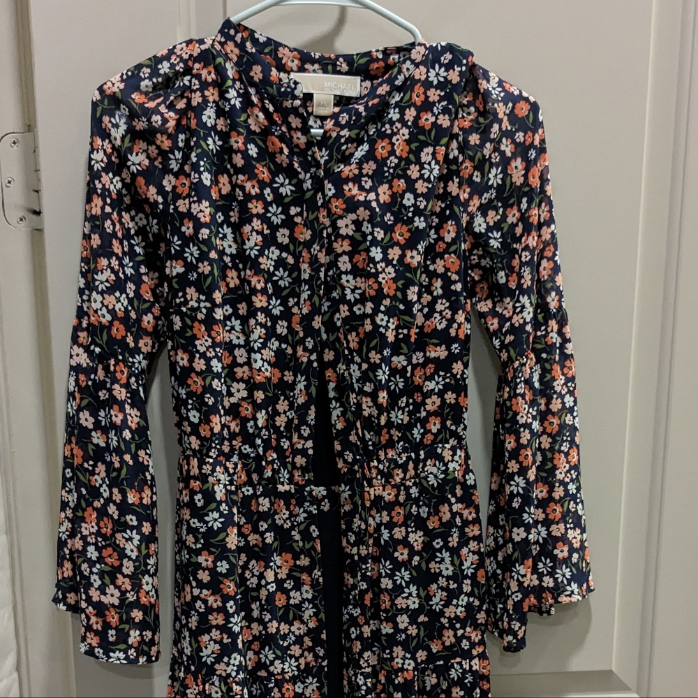 Michael kors georgette midi button down dress
